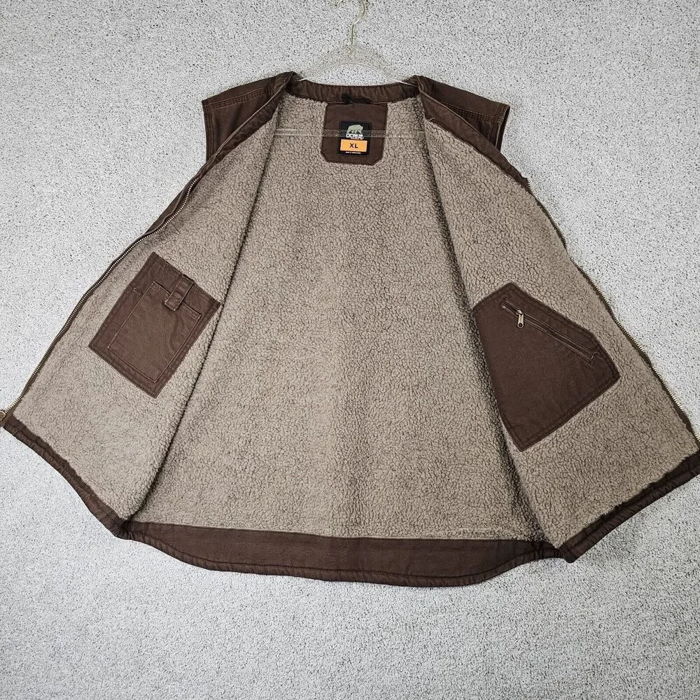 Berne‎ Mens Workwear Heartland Sherpa Lined Canvas Duck Vest Brown Chore Barn XL